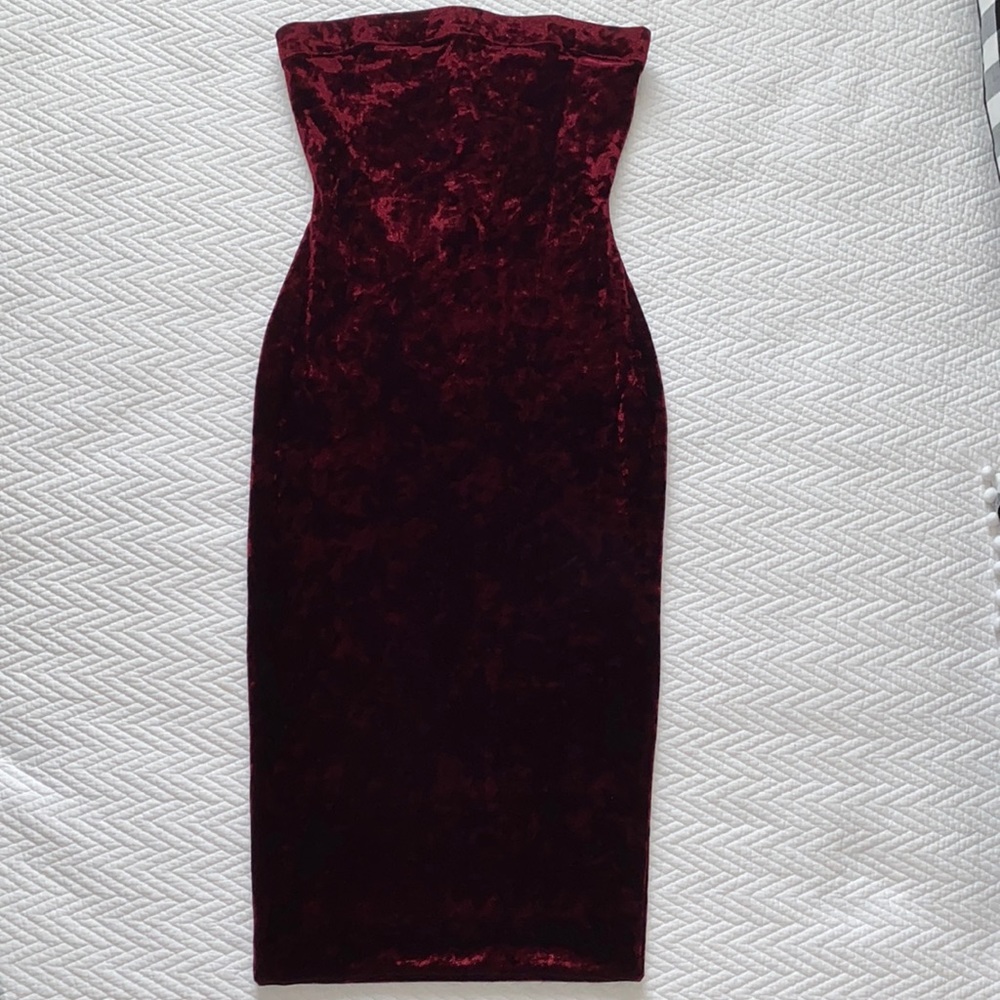 RED WINE CRUSHED VELVET SLEEVELESS SLIP DRESS ANGL SIZE M